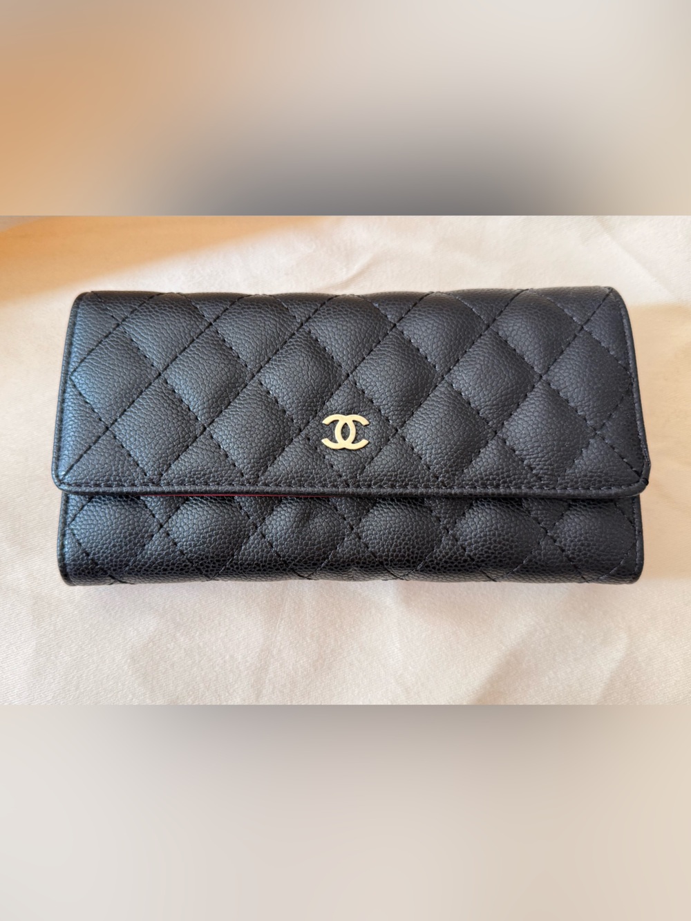 🖤 Elegant Black Quilted Caviar Women's Wallet New - Picture 2 of 7